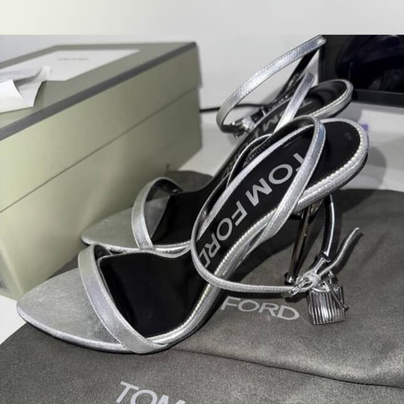 New11 TOM FORD Laminated Nappa Leather Padlock Pointy Naked Sandals - Image 1