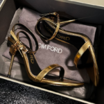 TOM FORD Padlock leather sandals in a metallic Gold Finish - Image 2